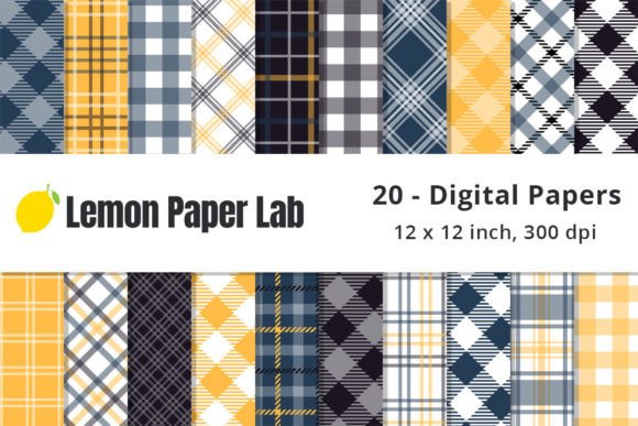 Blue and Yellow Plaid Digital Paper: Your Go-To Fall Design Asset