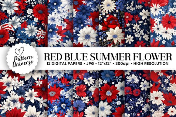 Infuse Your Projects with Patriotic Summer Flowers Digital Papers