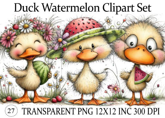 Quirky Charm: Integrating Duck Watermelon PNG Clipart into Modern Design