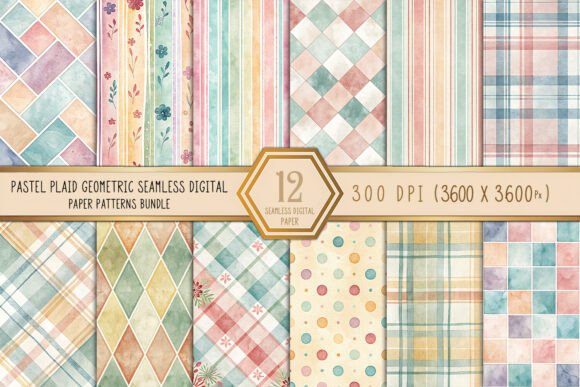 Unlocking the Charm of Pastel Plaid Geometric Seamless Digital